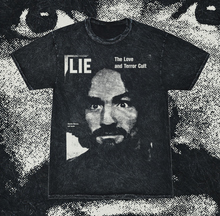 Load image into Gallery viewer, CHARLES MANSON: LIE - ACID WASH T-SHIRT