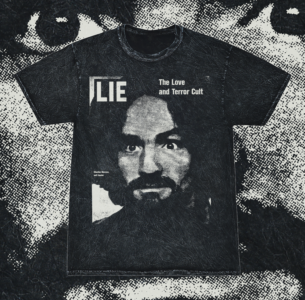 CHARLES MANSON: LIE - ACID WASH T-SHIRT