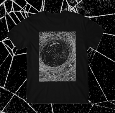 into the void, Edgar Allan Poe Tales of Mystery and Imagination screetn print on Black Gildan T-shirt