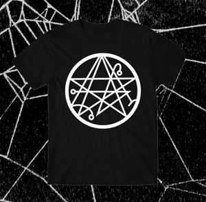 HP Lovecraft Cosmic Horrors Necronomicon Symbol Screen Printed Hand Printed T-Shirt