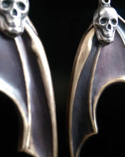 Load image into Gallery viewer, Bat Wing Skull Earrings - Grave Shift Press LLC